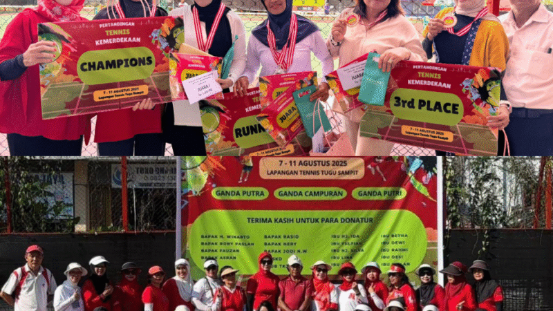 Meriahkan HUT ke-80 RI, Dardiansyah- Fendy Raih Kejuaraan Tennis