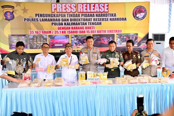 Hadiri Press Release Pengungkapan Tindak Pidana Narkotika, Gubernur Apresiasi Capaian Jajaran Polda Kalteng